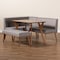 Baxton Studio Odessa Mid-Century Modern Grey Fabric and Walnut Brown Finished Wood 4-Piece Dining Nook Set 175-10843-10842-10840-Zoro - alternate 10